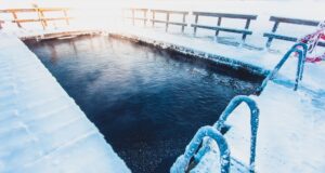 Ice and Snow Around Swimming Pool